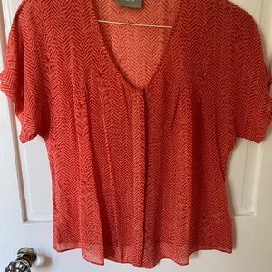 Maeve Chiffon orange pattern top XS